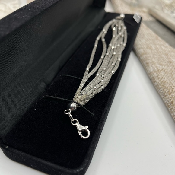 Vintage Ross Simons 925 Sterling Silver Mesh Bracelet With Beaded Accents - Picture 4 of 14